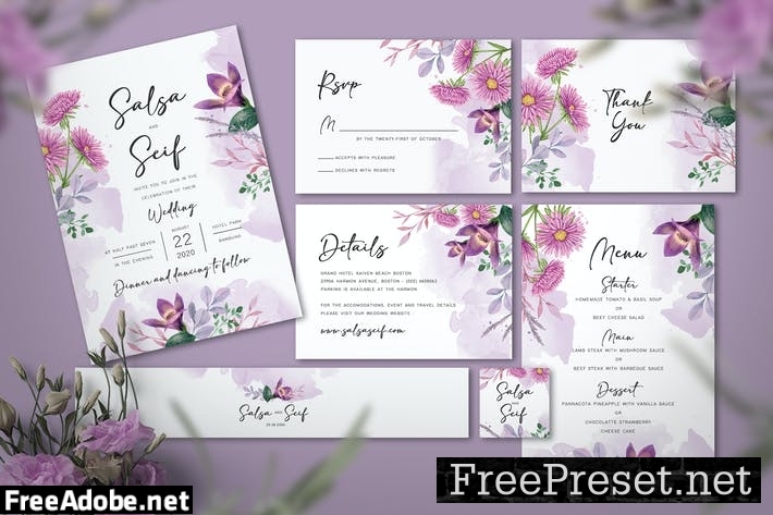 Flower Wedding Invitation Set KKFZWM9