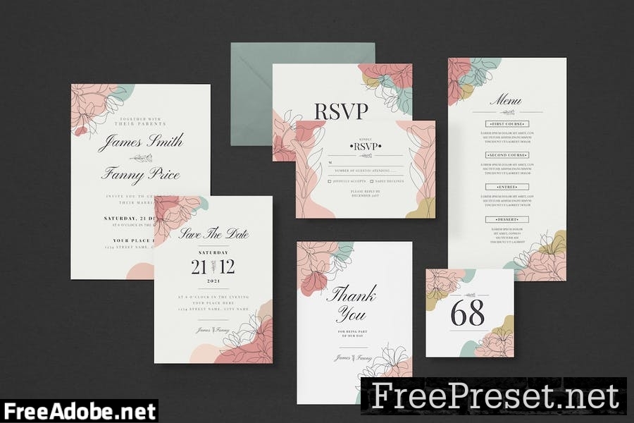 Flower Wedding Invitation Suite