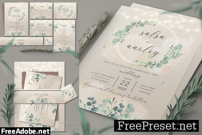 Foliage Wedding Invitation Set QCGK633