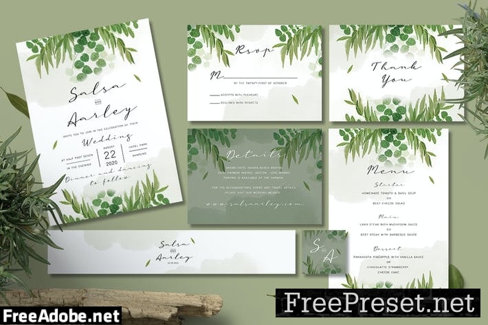 Foliage Wedding Invitation Set VD7NCZ4