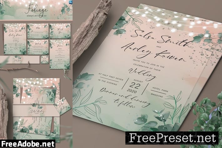 Foliage Wedding Invitation Set LRBP2P3