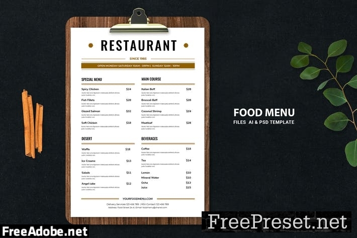 Food Menu 3R7NU4H