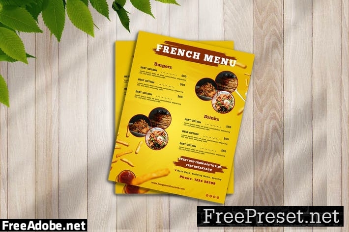 Food menu flyer 3 U8CXGGU