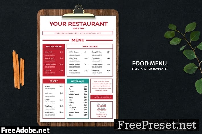 Food Menu M65J25A