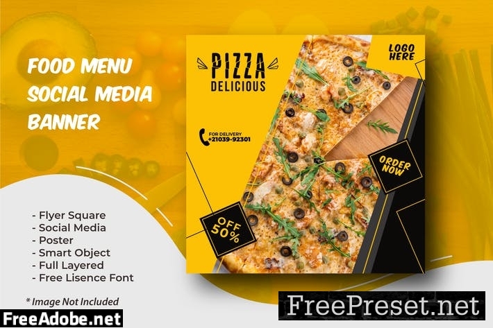 Food menu promotion social media banner template TTG6QJK