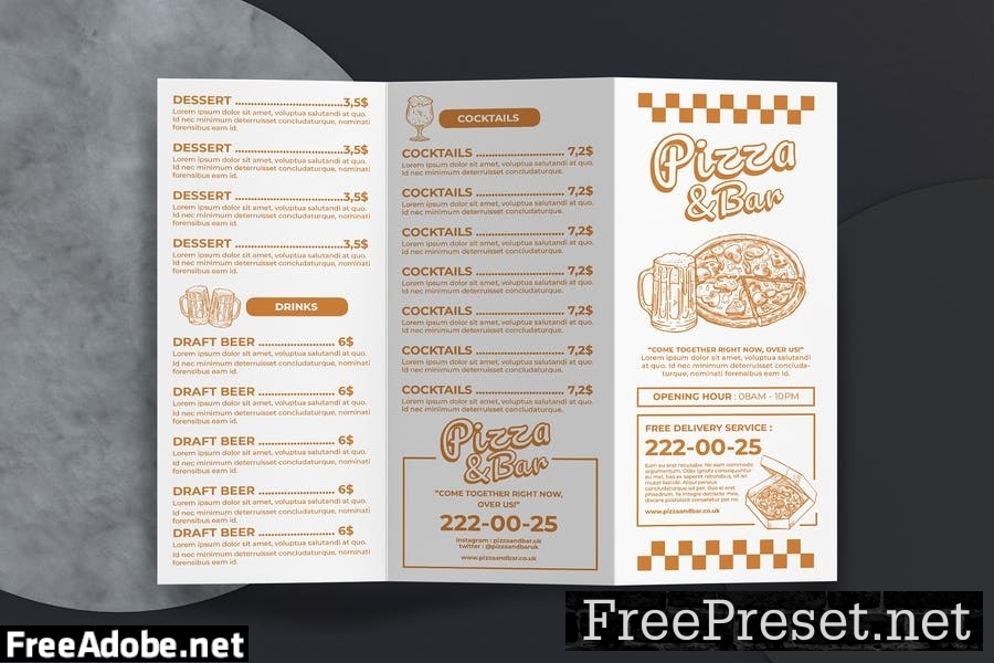 Food Menu Trifold Brochure 7P8TEHW