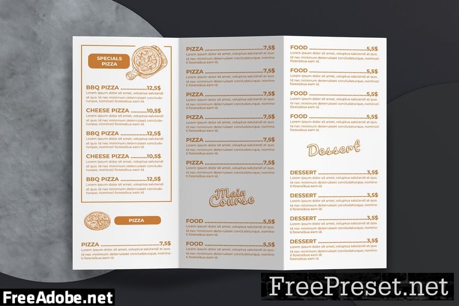 Food Menu Trifold Brochure 7P8TEHW