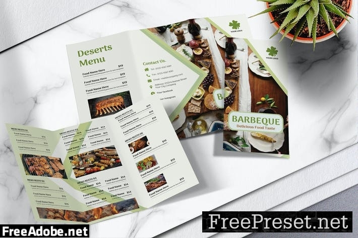 Food Menu Trifold Brochure Vol.02 USHKBVR