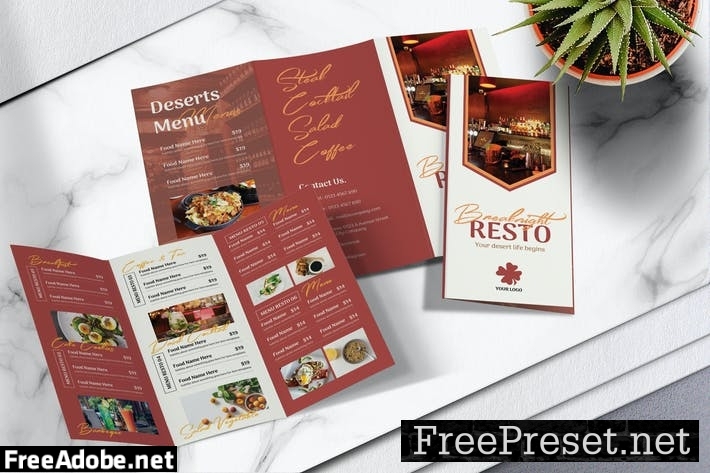 Food Menu Trifold Brochure Vol.03 UPG2NMC