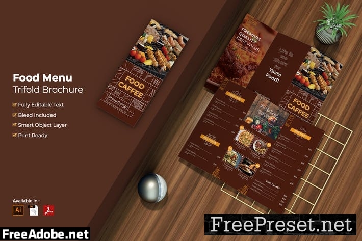 Food Menu Trifold Brochure FQTD2VA