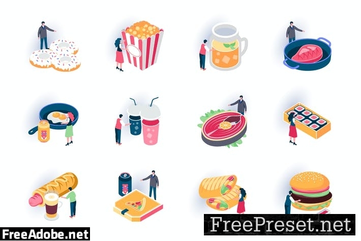 Foodstuffs Isometric Icons Pack 7QBNPHB