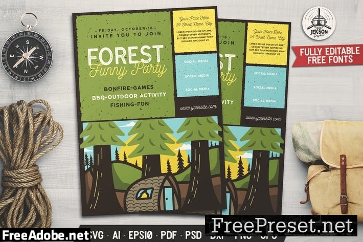 Forest Party Camp Flyer XMUVEQC