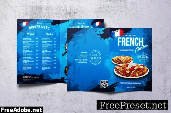 French Cuisine Bifold A4 & US Letter Food Menu WD4A6UY