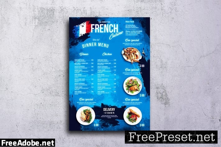 French Food Menu Design A3 Poster FZ8XTRN