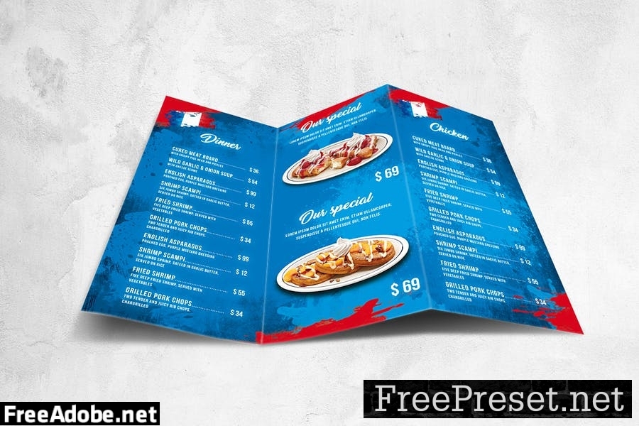 French Food Menu Design A4 & US Letter