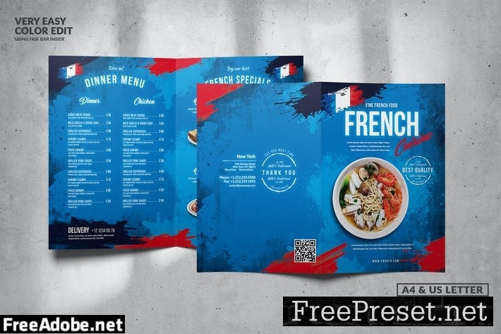 French Food Menu Design A4 & US Letter V7WSBB5