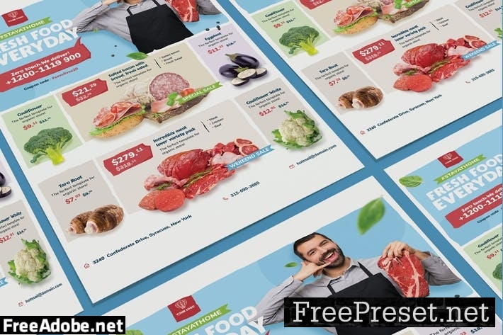 Fresh food supermarket poster A5X6BEC