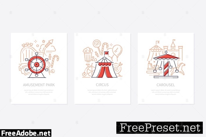 Funfair concept - line design style banners set 2WX2XSG