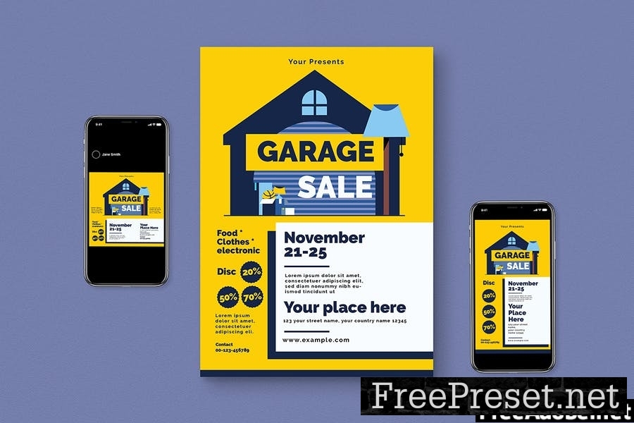 Garage Sale Event Flyer Set with Roll Banner