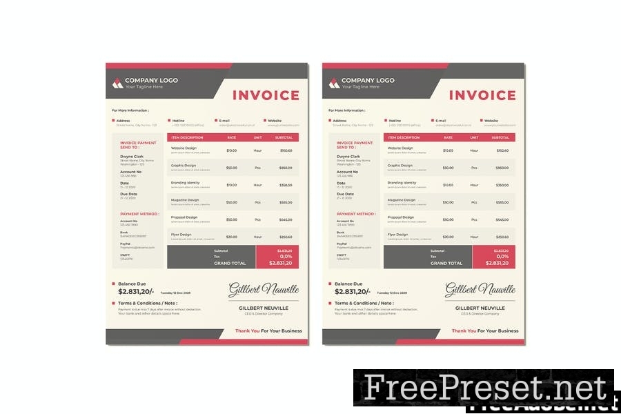 Geomatric Billing Invoice