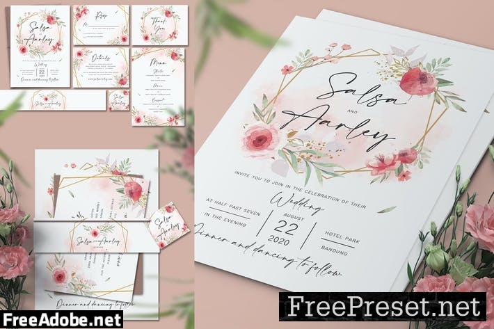 Geometric Flower Wedding Invitation ZS5ZAR8