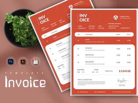 Giorgreen Simple Services Invoice Template VZ67BB8