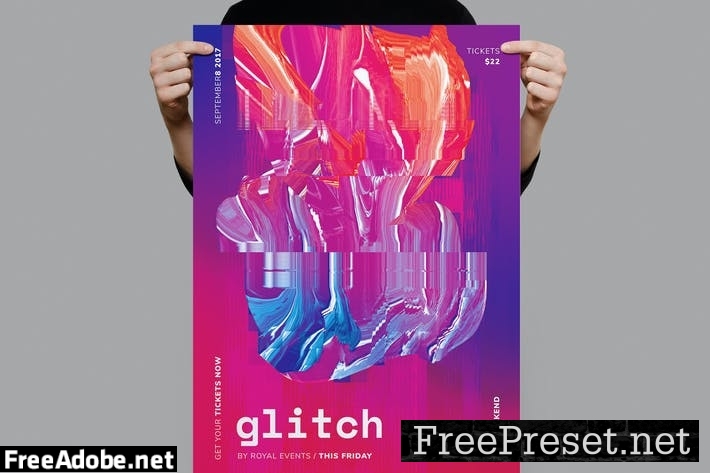 Glitch Flyer / Poster Template Q6XMT9