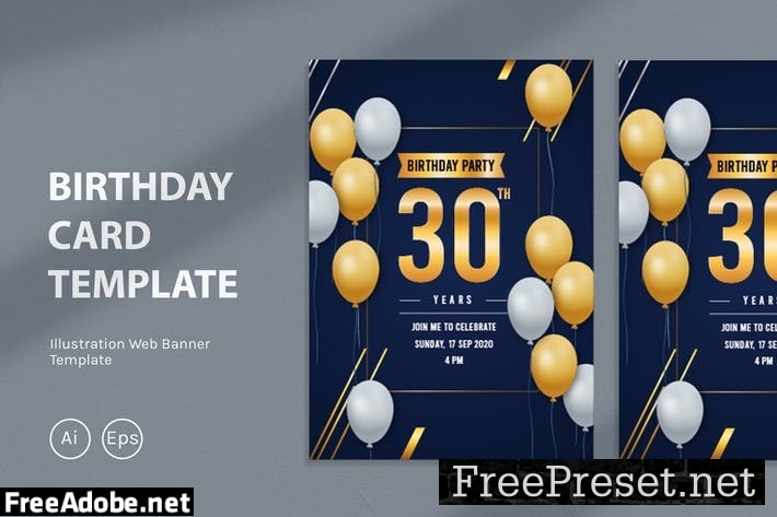 Golden Birthday Card Template ZLQNCSU