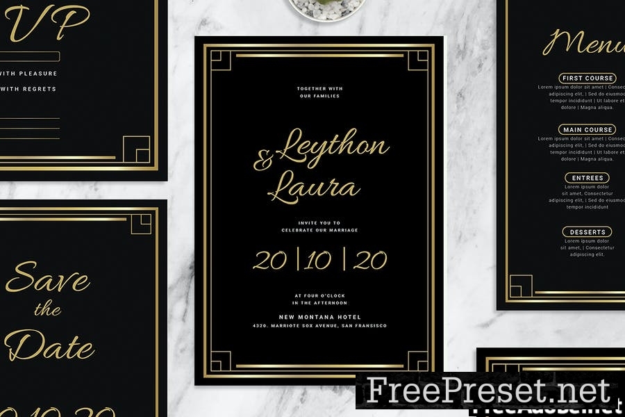 Golden Retangle - Wedding Invitation