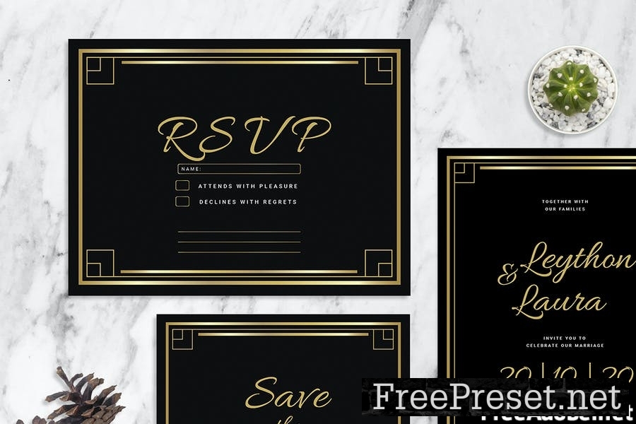 Golden Retangle - Wedding Invitation