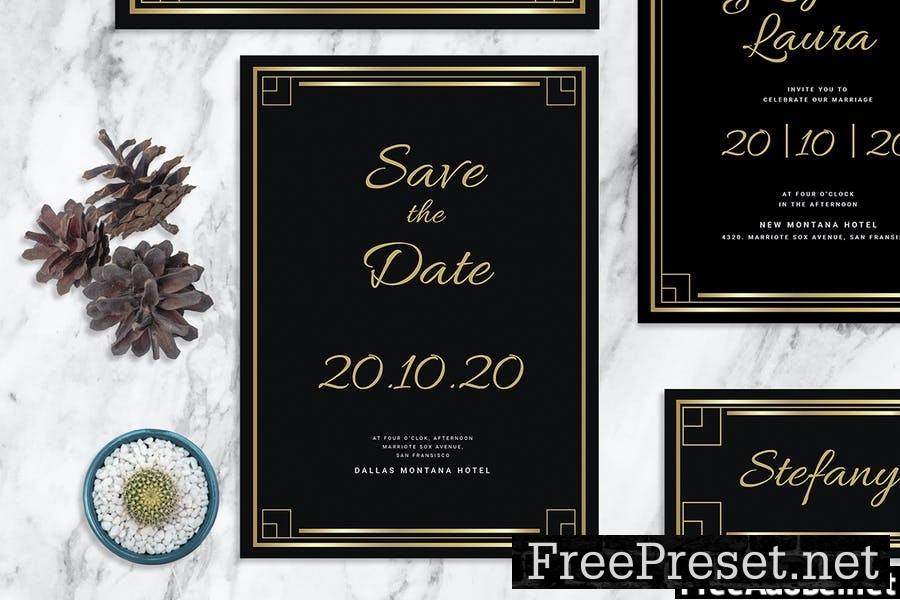 Golden Retangle - Wedding Invitation