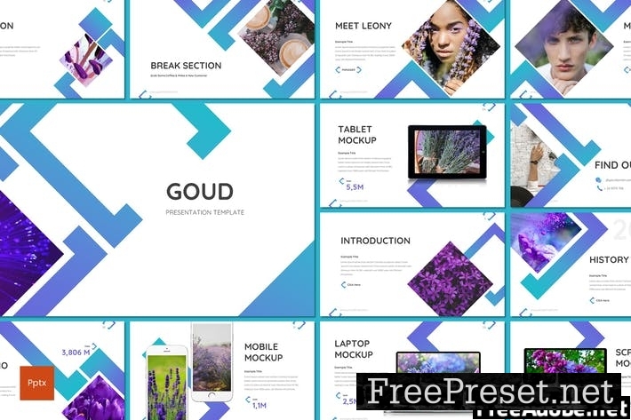 Goud - Flower Powerpoint Template PM2B2UQ