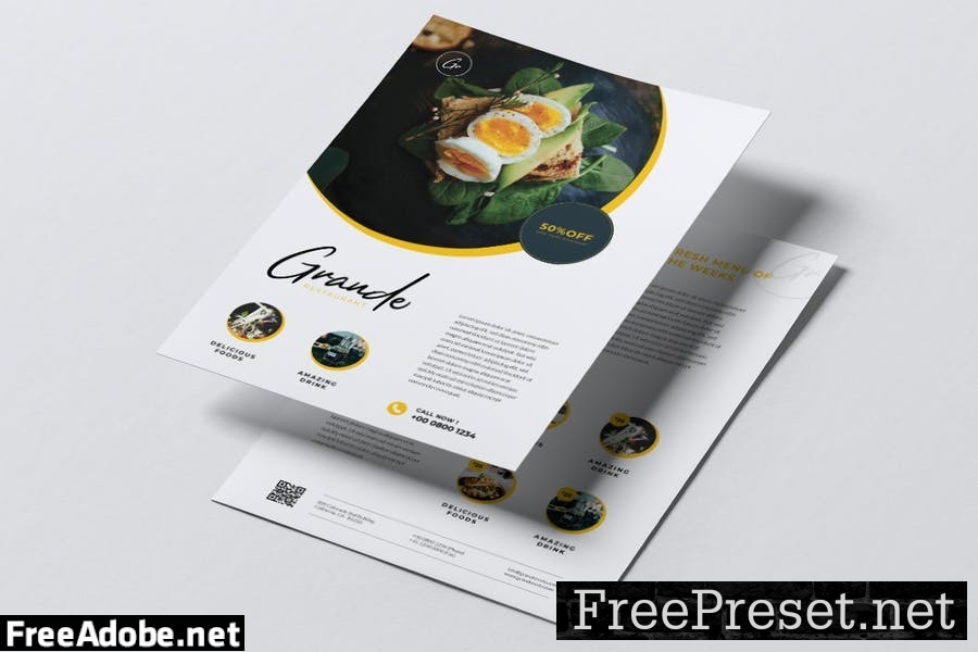 GRANDE Restaurant Flyer & Business Card