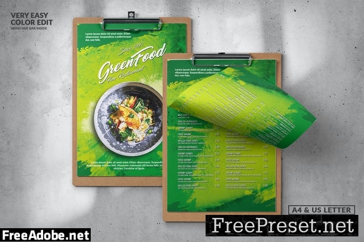 Green Food Menu Design A4 & US Letter LF3XC7A