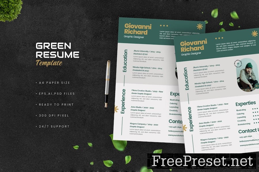 Green Golden Resume MXRWZJ6