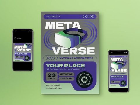 Grey 3D Metaverse Flyer Set URW9GXR