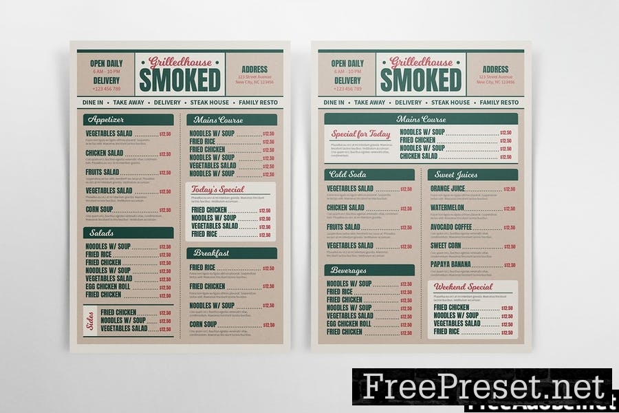 Grilledhouse Smoked Menu Template