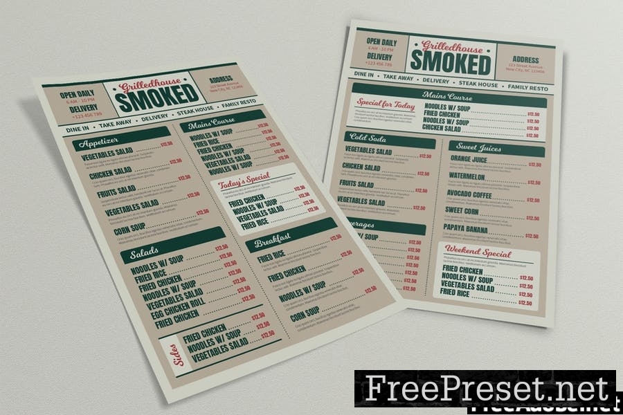 Grilledhouse Smoked Menu Template