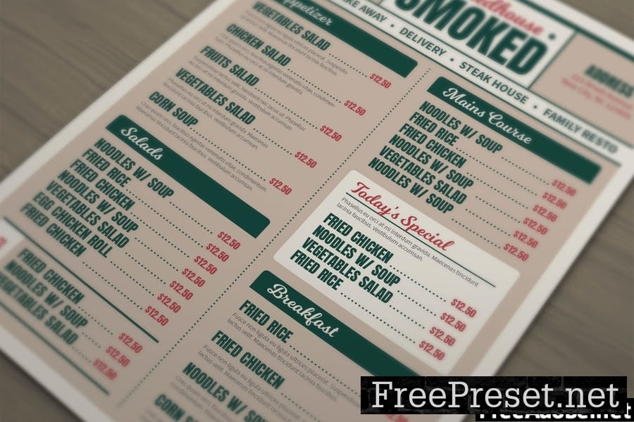 Grilledhouse Smoked Menu Template