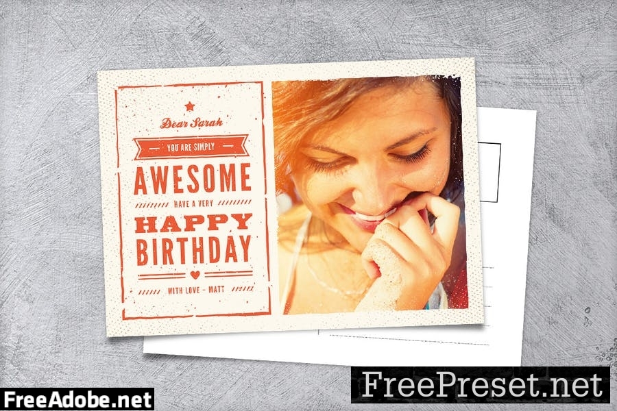 Grunge Vintage Birthday Card 8BSJEW