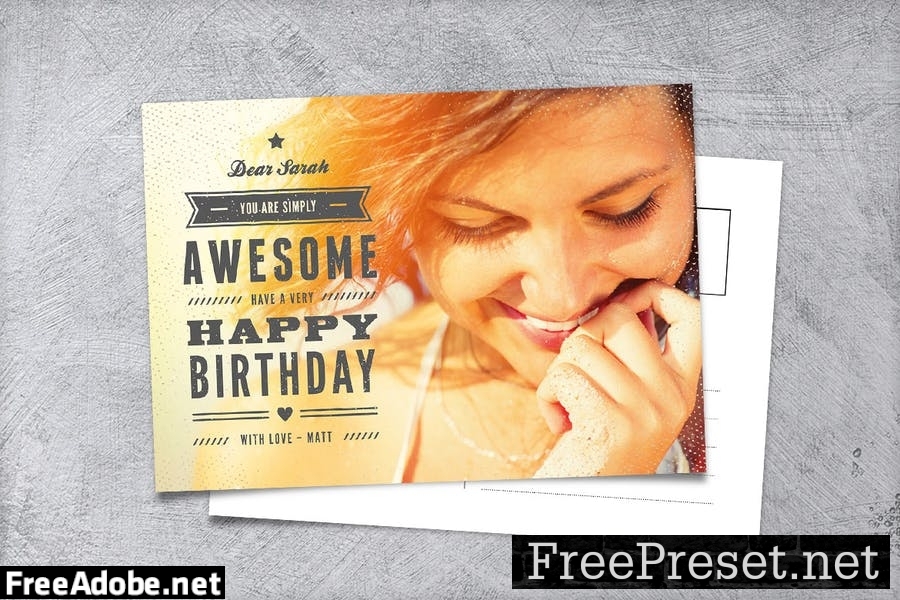 Grunge Vintage Birthday Card 8BSJEW