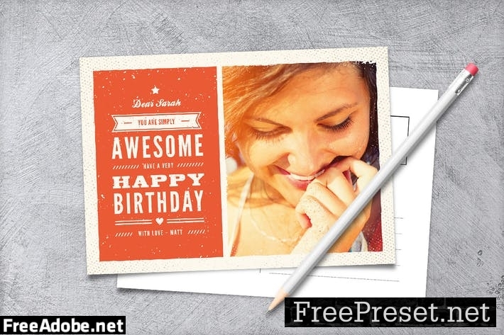 Grunge Vintage Birthday Card 8BSJEW