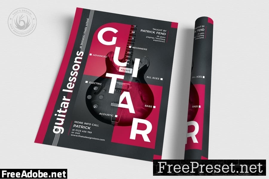 Guitar Lessons Flyer Template V4