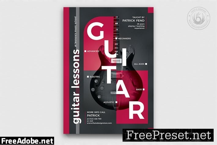 Guitar Lessons Flyer Template V4 9E95LS4