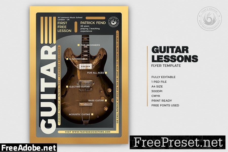 Guitar Lessons Flyer Template V5 P5F784L