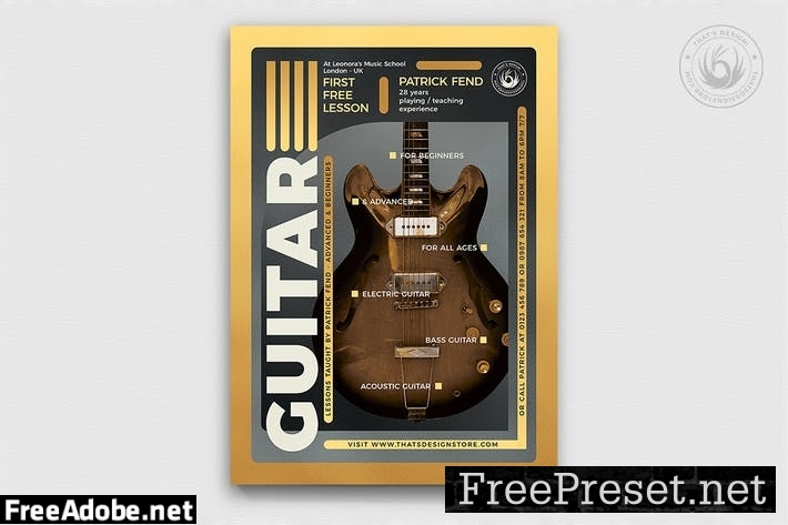 Guitar Lessons Flyer Template V5 P5F784L