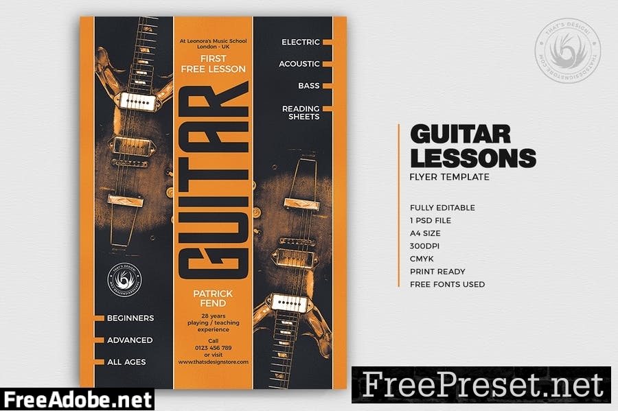 Guitar Lessons Flyer Template V6 LWJ9N9X