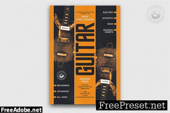 Guitar Lessons Flyer Template V6 LWJ9N9X