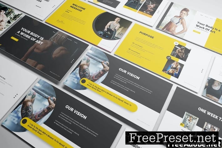 Gym and Fitness Powerpoint Presentation Template UHDMWNX