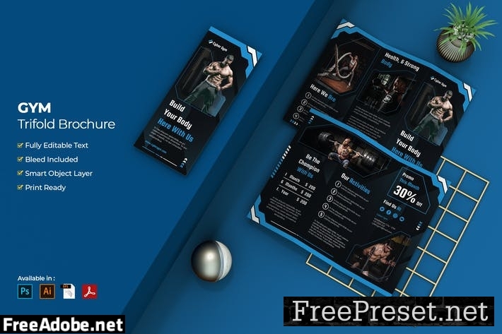 Gym and Fitness Trifold Brochure S7FJGWE